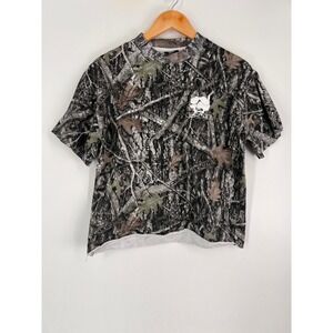 G59 Records Mens Real Tree Camo Skull Logo Cropped T-Shirt Grey Medium